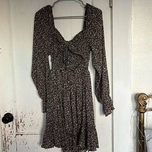 LeLis black flower open front dress